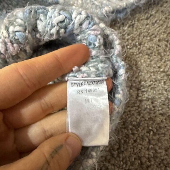 Sadie & Sage Soft Cable Knit Chunky Sweater Pullover Mock Neck Fuzzy Babaa M/L - Picture 6 of 9